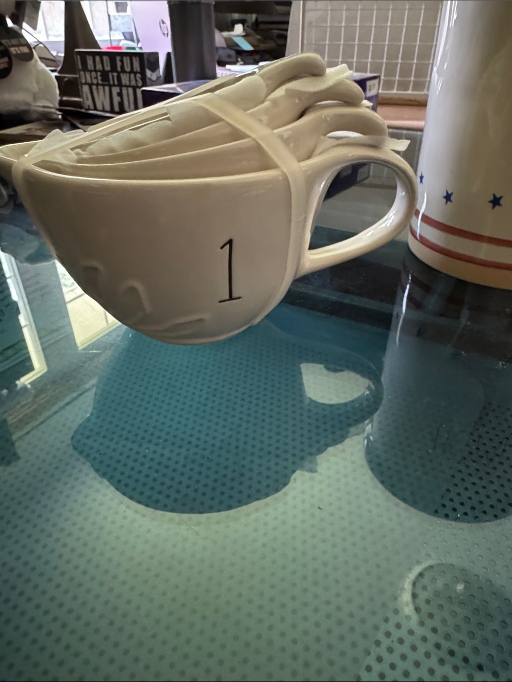 Rae Dunn White Numbered Ceramic Measuring Cup Set